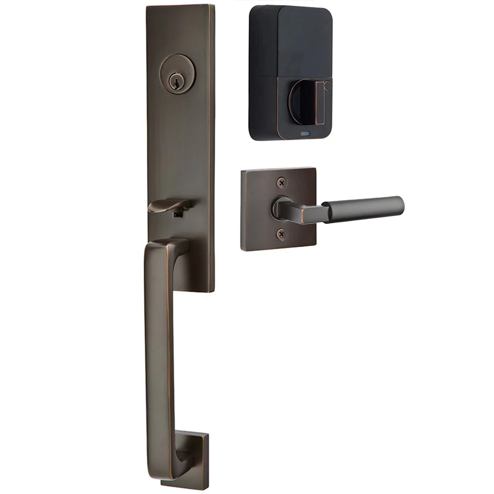 Emtek Davos Tubular Entryset Monolithic with Hercules Lever