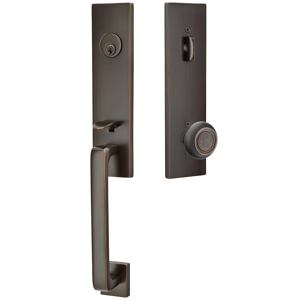 Emtek Davos Tubular Entryset Monolithic with Belmont Knob