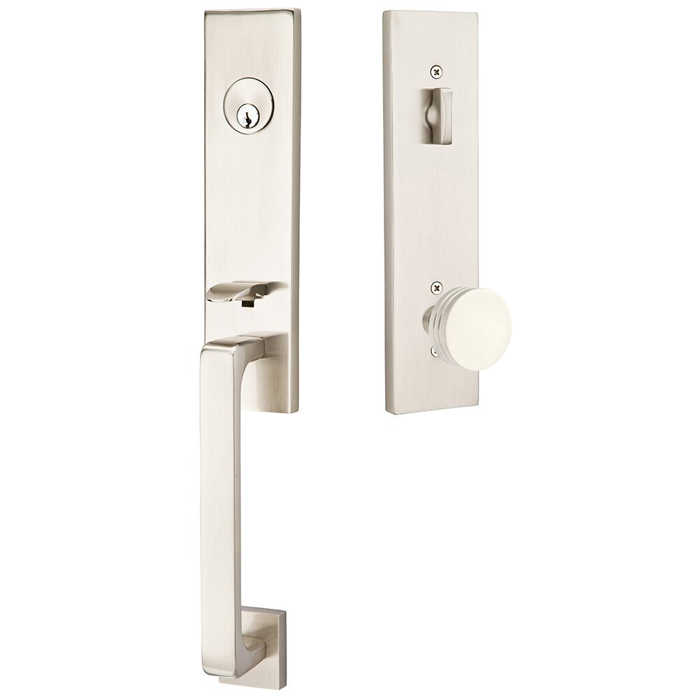 Emtek Davos Tubular Entryset Monolithic with Bern Knob