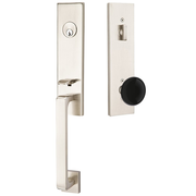 Emtek Davos Tubular Entryset Monolithic with Ebony Porcelain Knob