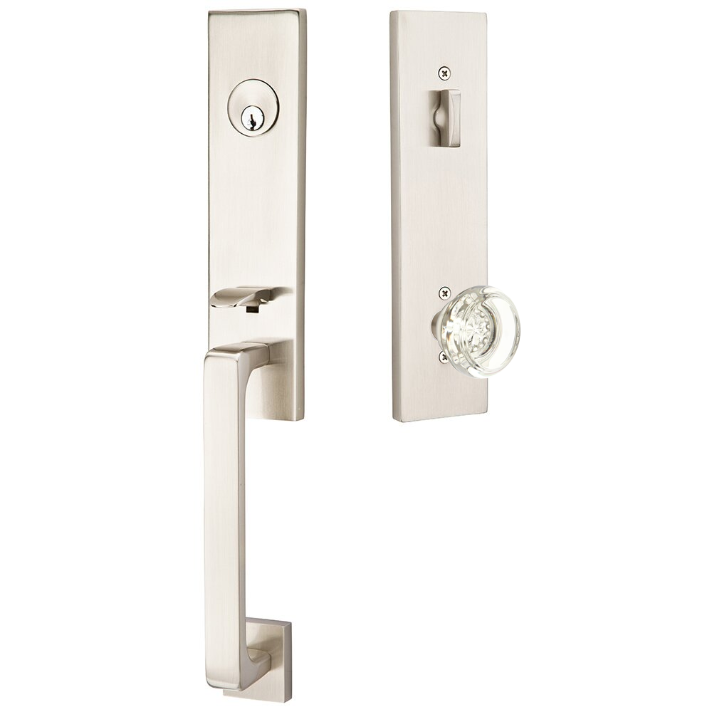 Emtek Davos Tubular Entryset Monolithic with Georgetown Glass Knob