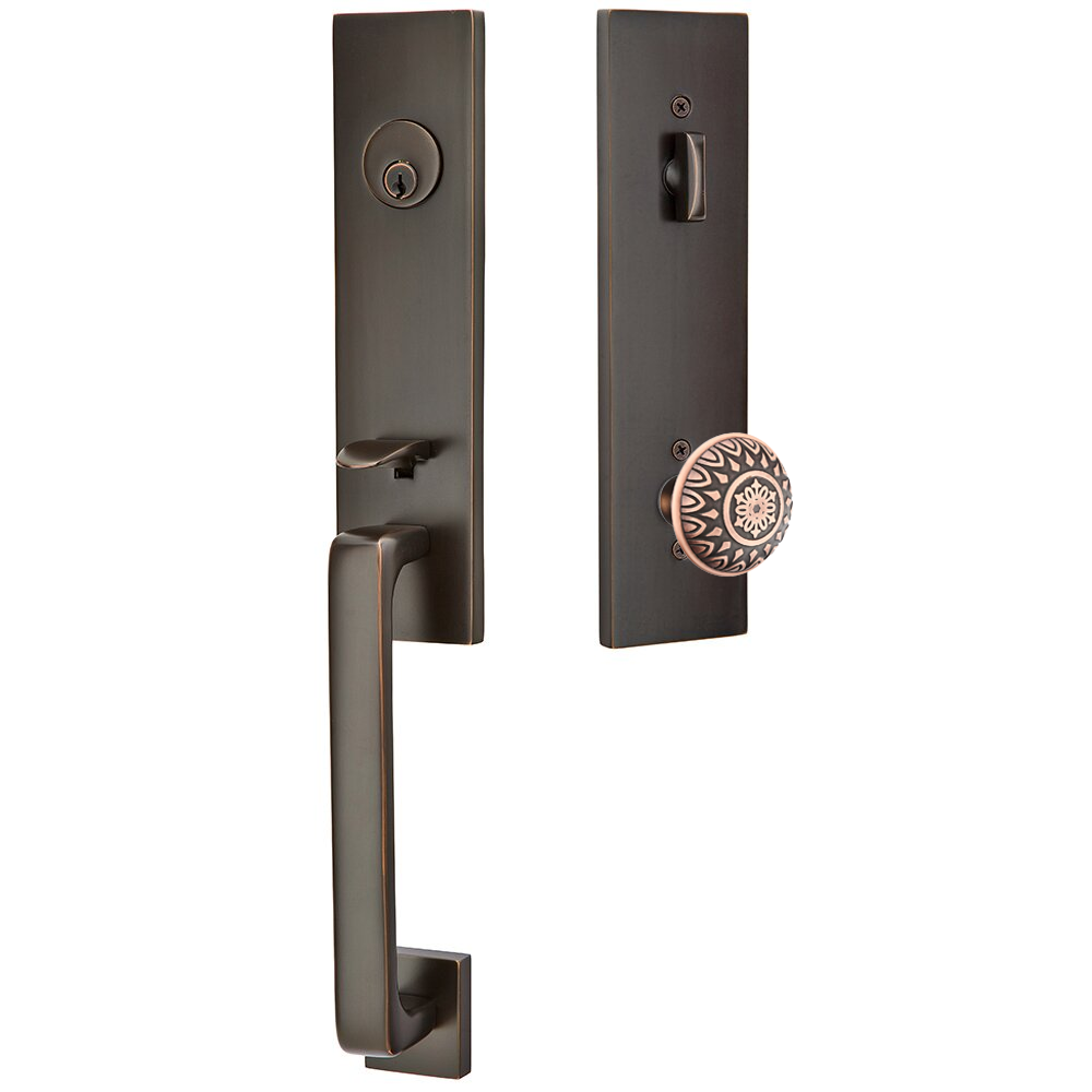 Emtek Davos Tubular Entryset Monolithic with Lancaster Knob