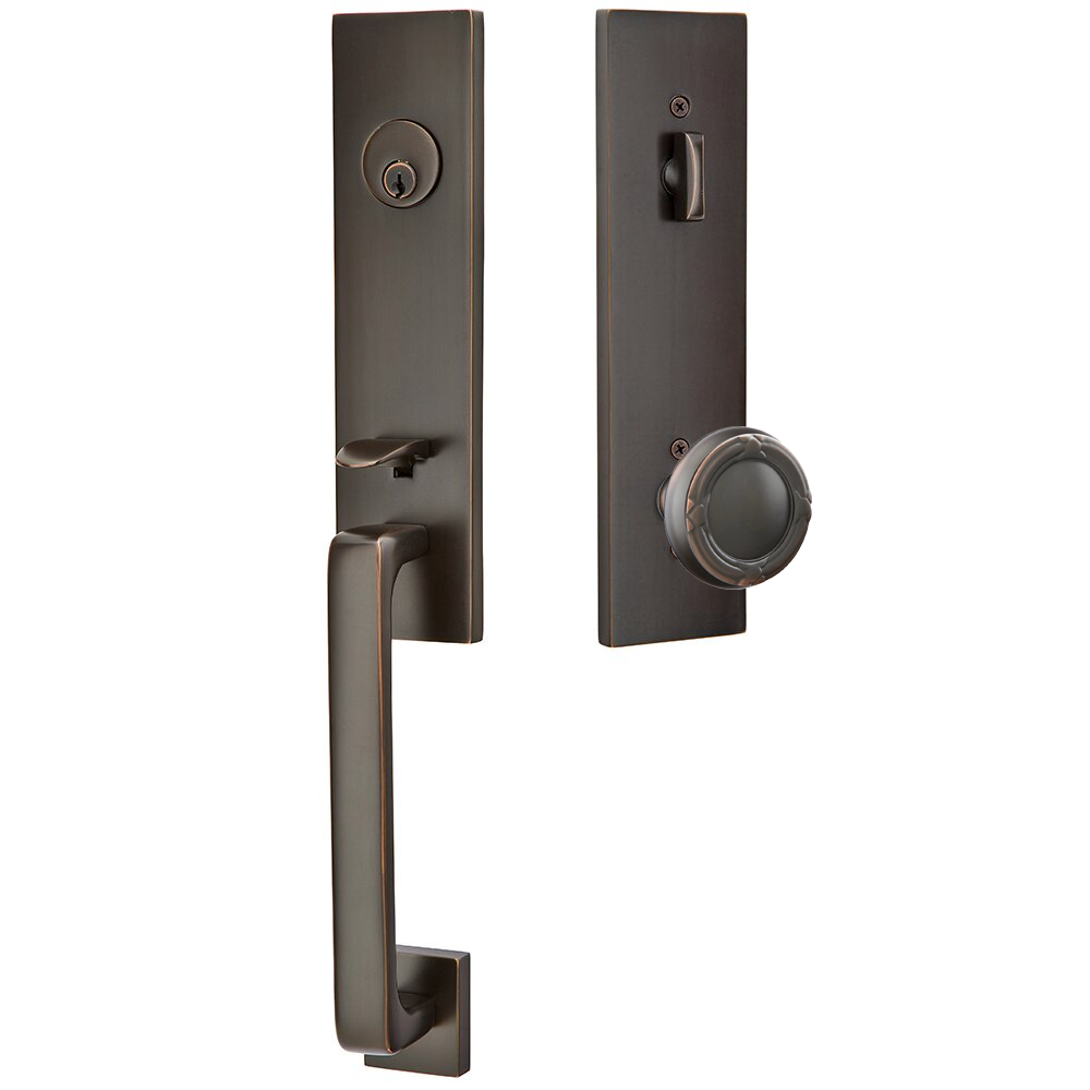 Emtek Davos Tubular Entryset Monolithic with Ribbon & Reed Knob