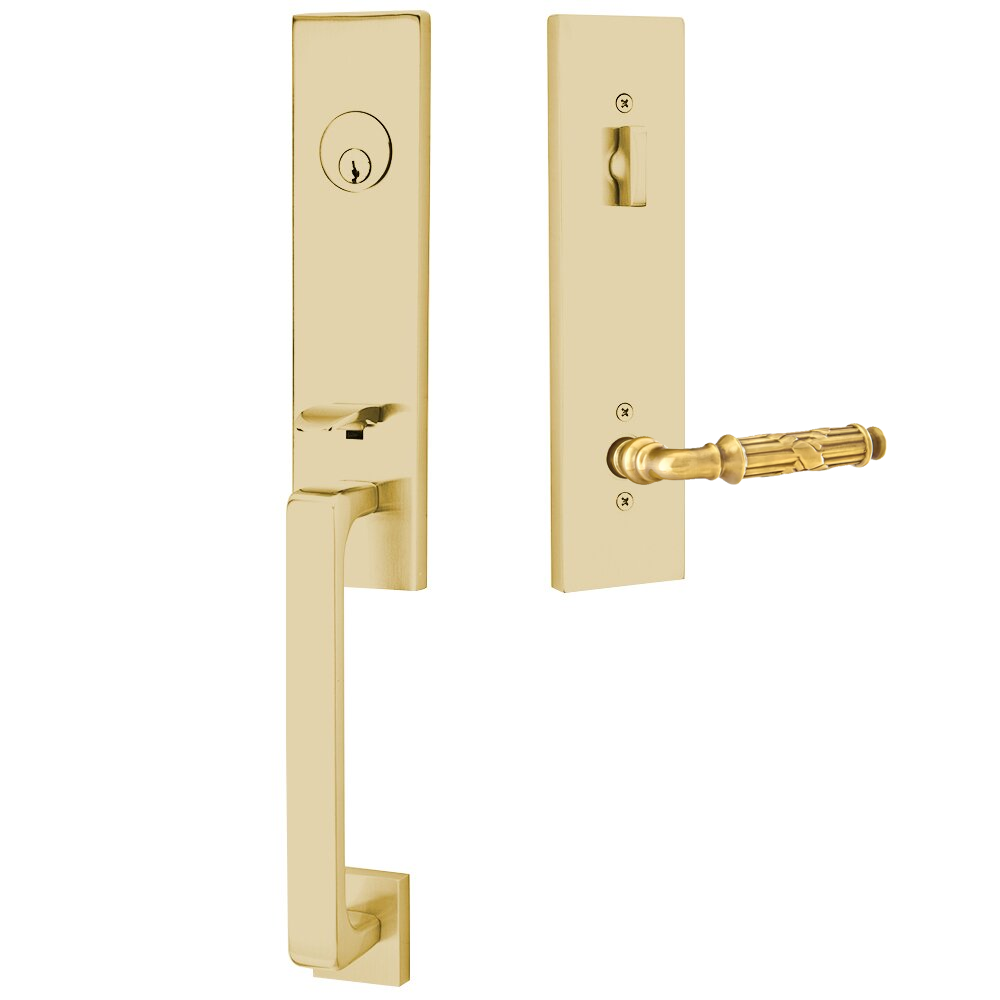 Emtek Davos Tubular Entryset Monolithic with Ribbon & Reed Lever