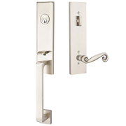 Emtek Davos Tubular Entryset Monolithic with Rustic Lever