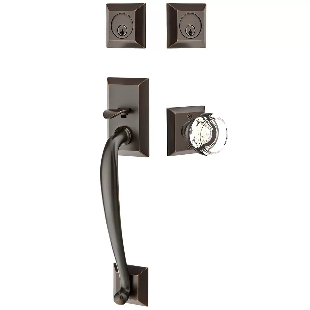 Emtek Franklin Tubular Entryset Sectional with Georgetown Glass Knob