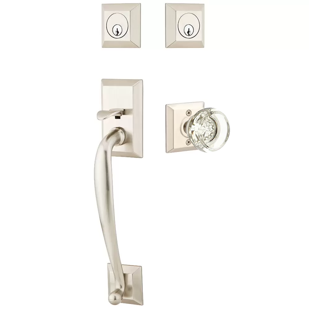 Emtek Franklin Tubular Entryset Sectional with Georgetown Glass Knob