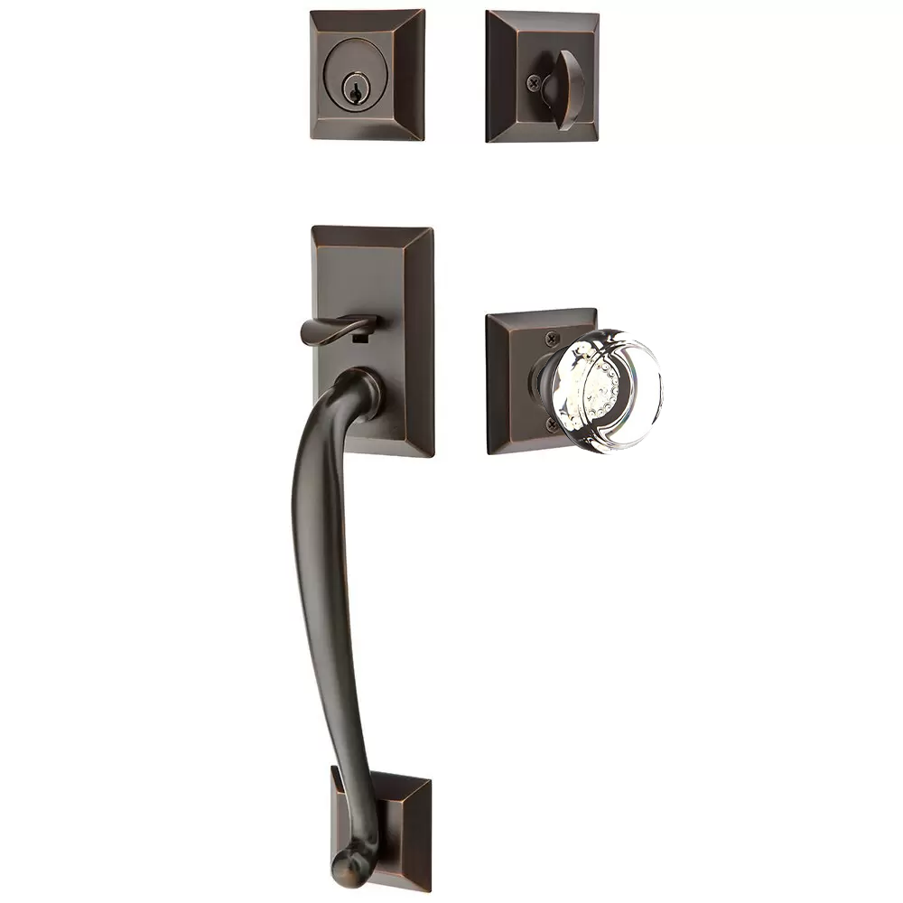 Emtek Franklin Tubular Entryset Sectional with Georgetown Glass Knob