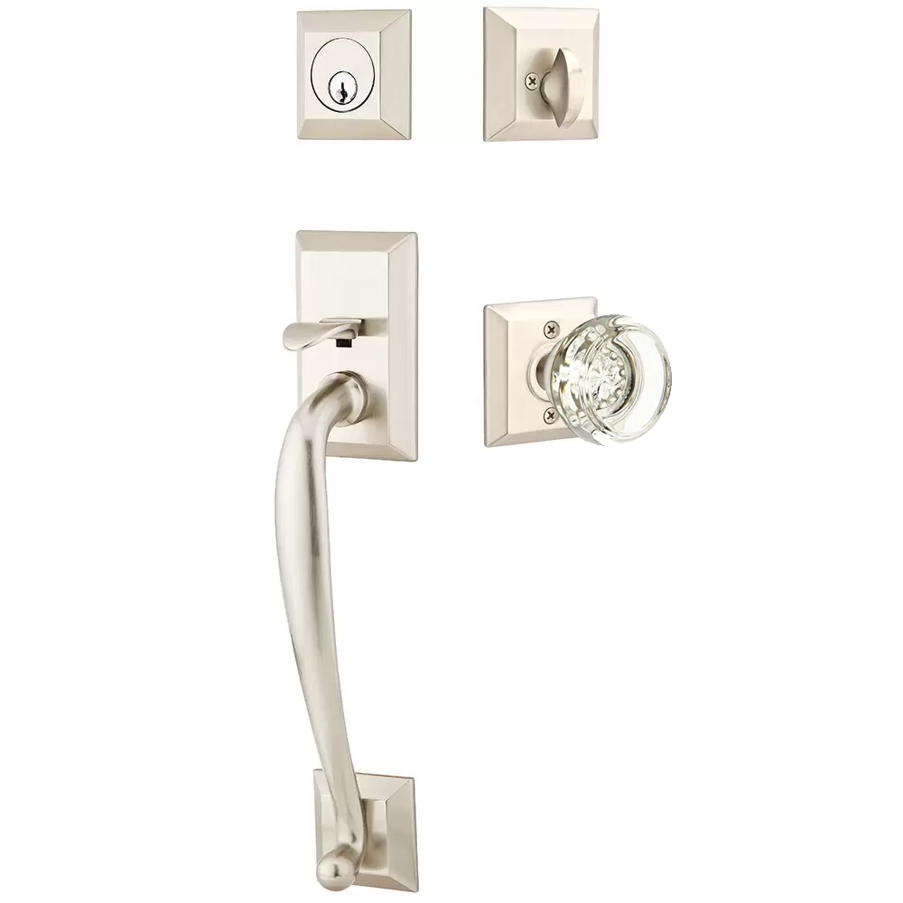 Emtek Franklin Tubular Entryset Sectional with Georgetown Glass Knob