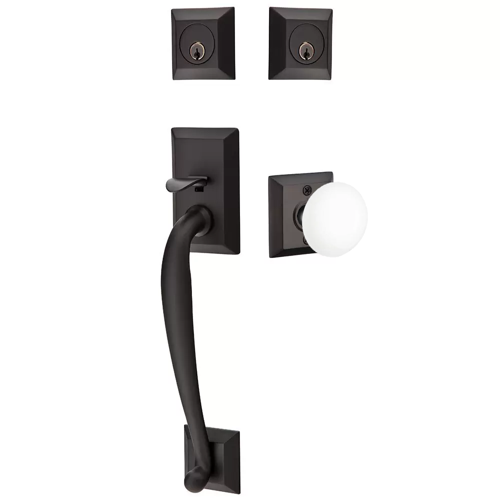 Emtek Franklin Tubular Entryset Sectional with Ice White Porcelain Knob