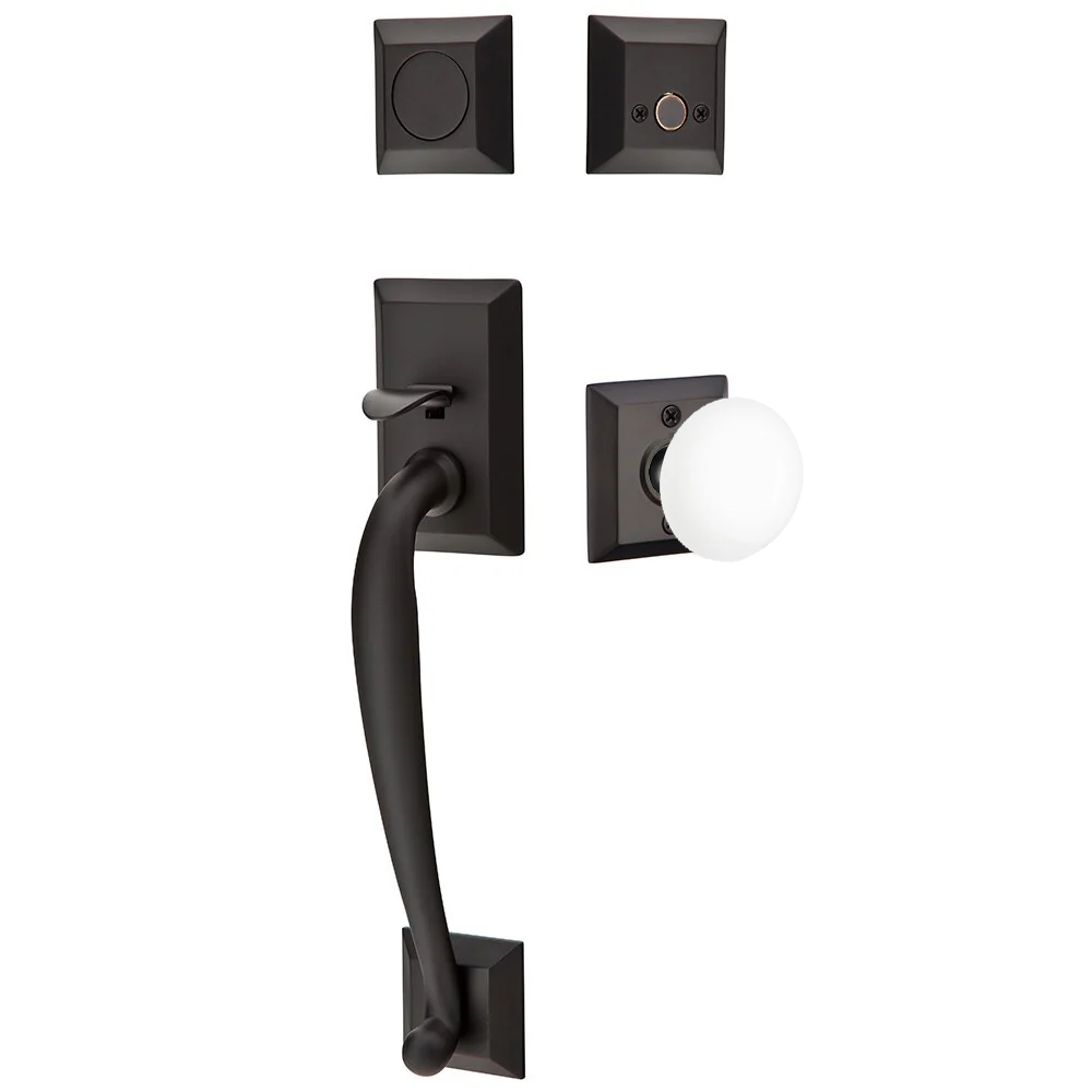 Emtek Franklin Tubular Entryset Sectional with Ice White Porcelain Knob