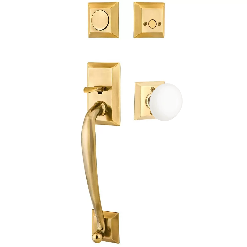 Emtek Franklin Tubular Entryset Sectional with Ice White Porcelain Knob