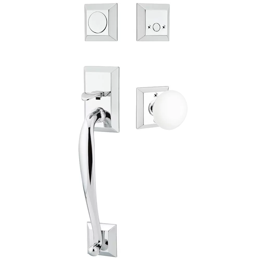 Emtek Franklin Tubular Entryset Sectional with Ice White Porcelain Knob