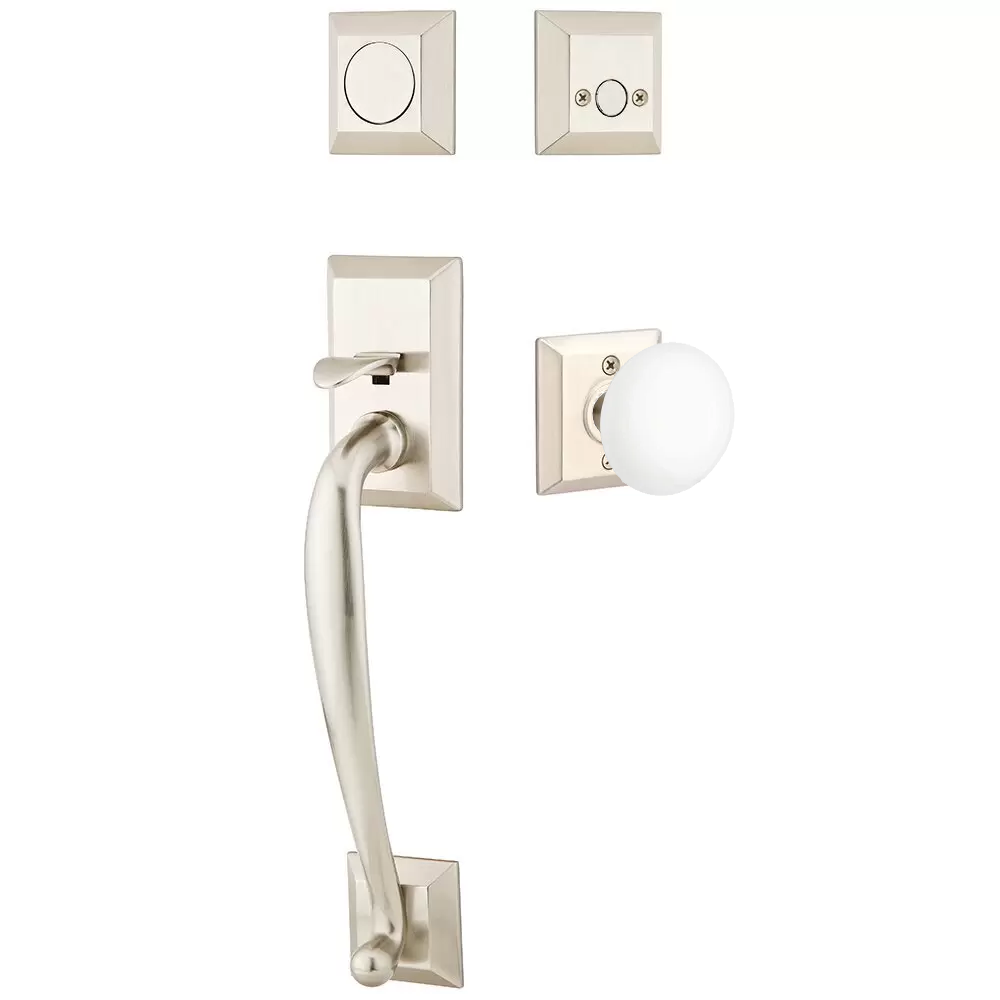 Emtek Franklin Tubular Entryset Sectional with Ice White Porcelain Knob