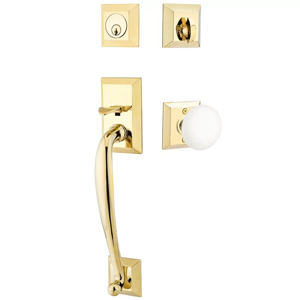 Emtek Franklin Tubular Entryset Sectional with Ice White Porcelain Knob