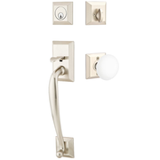 Emtek Franklin Tubular Entryset Sectional with Ice White Porcelain Knob