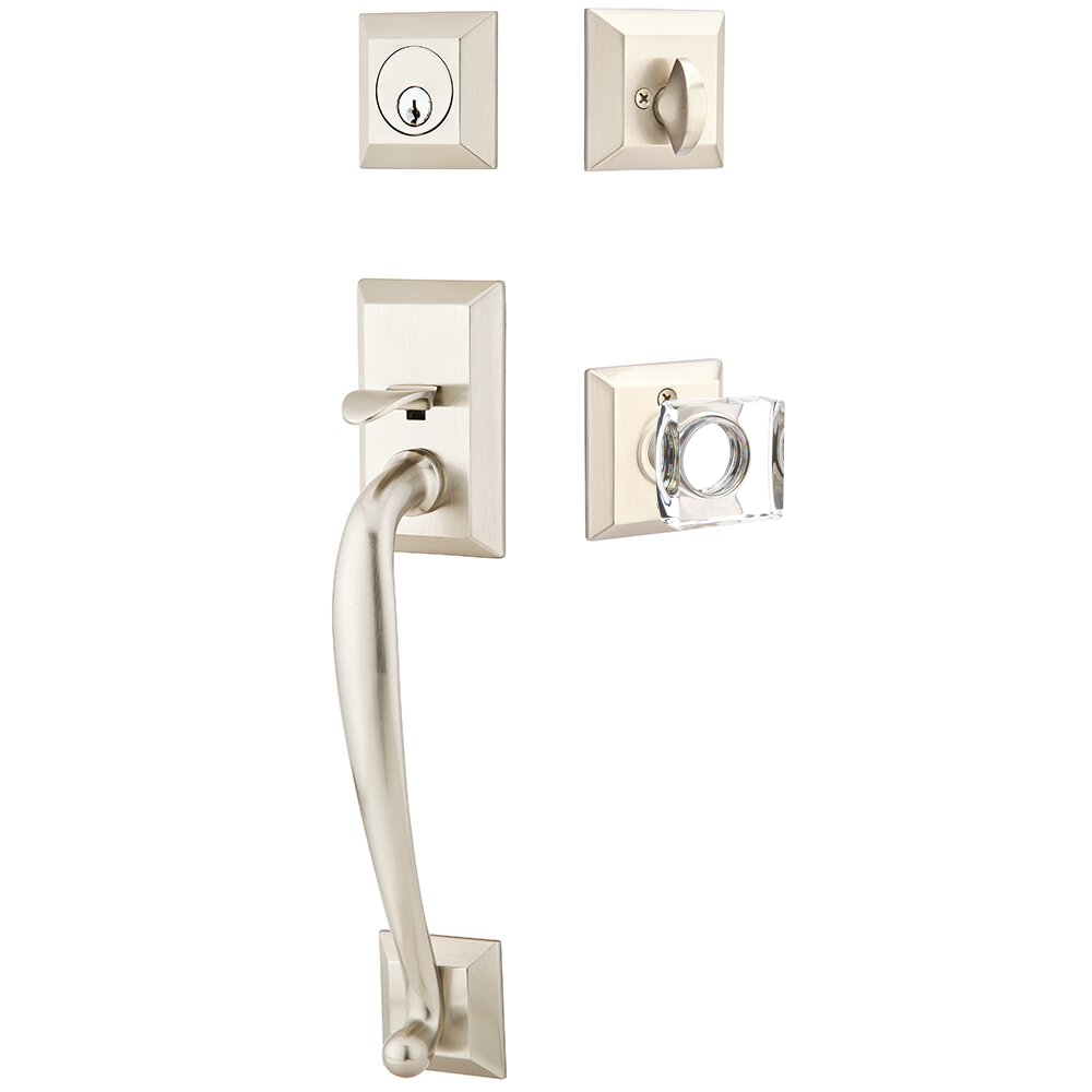 Emtek Franklin Tubular Entryset Sectional with Modern Square Glass Knob