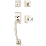 Emtek Franklin Tubular Entryset Sectional with Modern Square Glass Knob