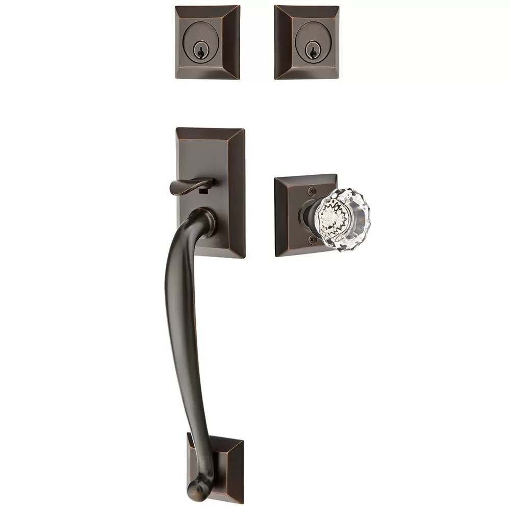 Emtek Franklin Tubular Entryset Sectional with Astoria Glass Knob