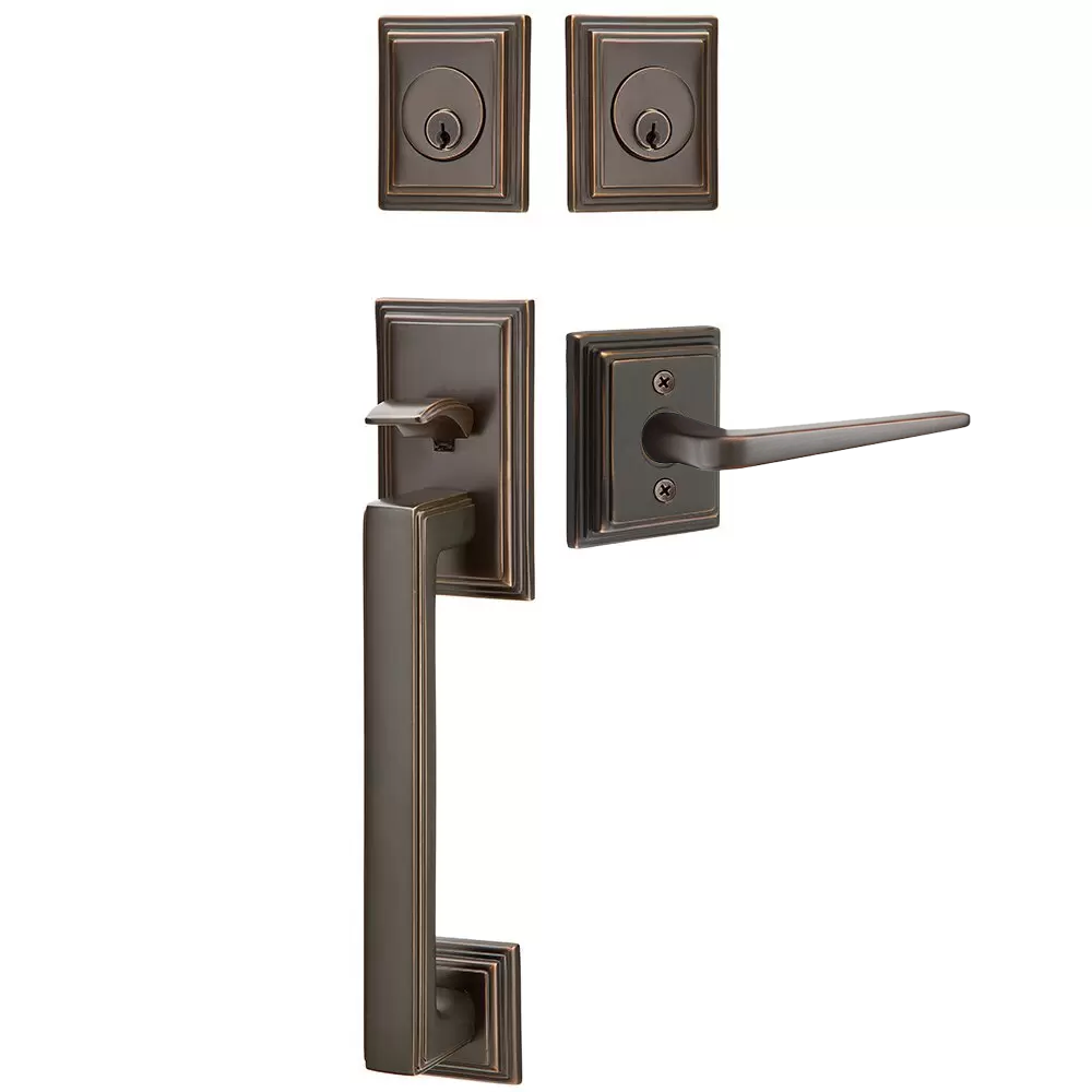 Emtek Hamden Tubular Entryset Sectional with Athena Lever