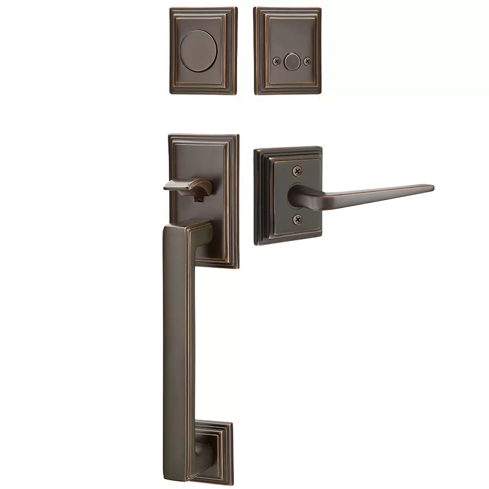 Emtek Hamden Tubular Entryset Sectional with Athena Lever