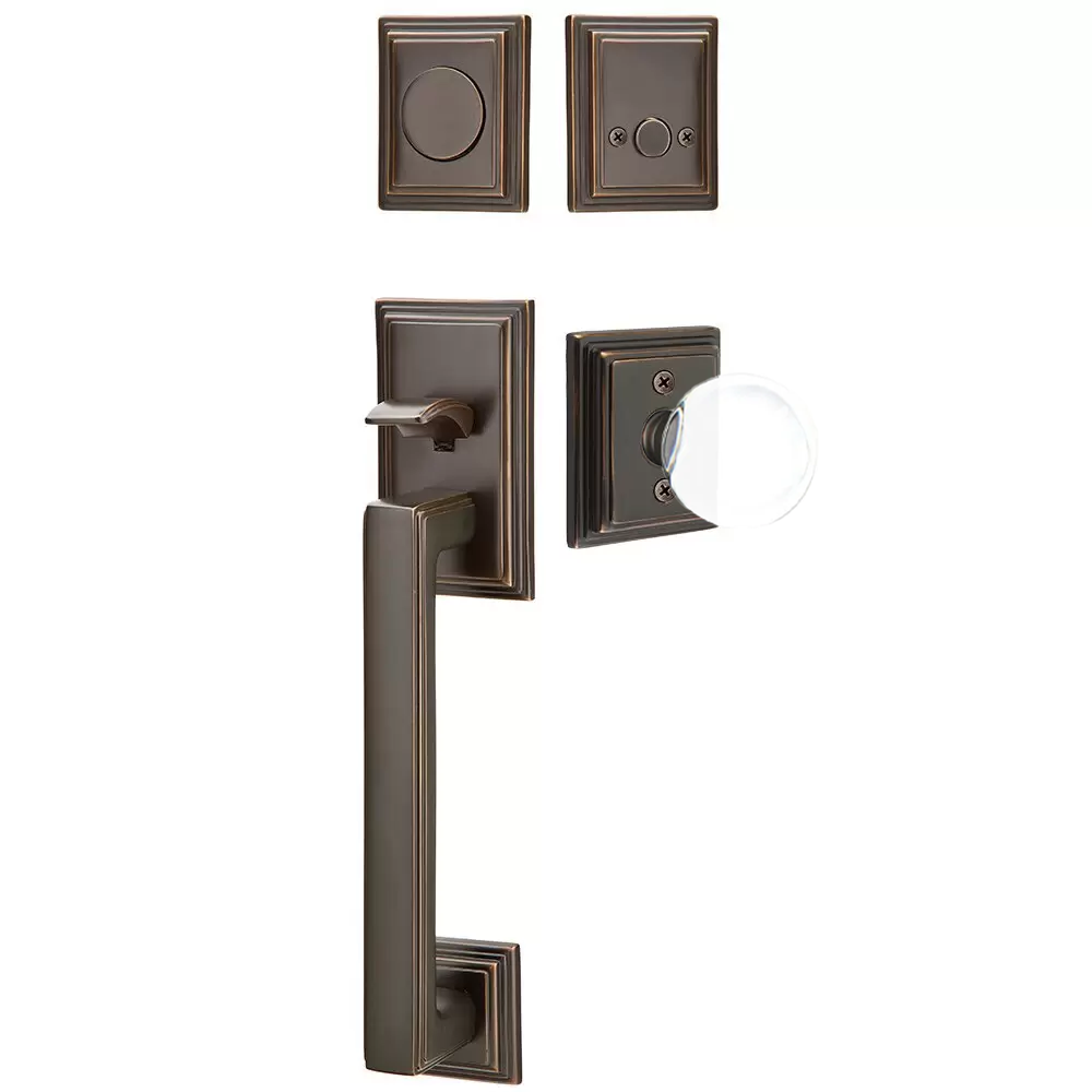 Emtek Hamden Tubular Entryset Sectional with Bristol Glass Knob