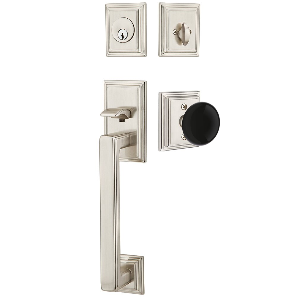 Emtek Hamden Tubular Entryset Sectional with Ebony Porcelain Knob