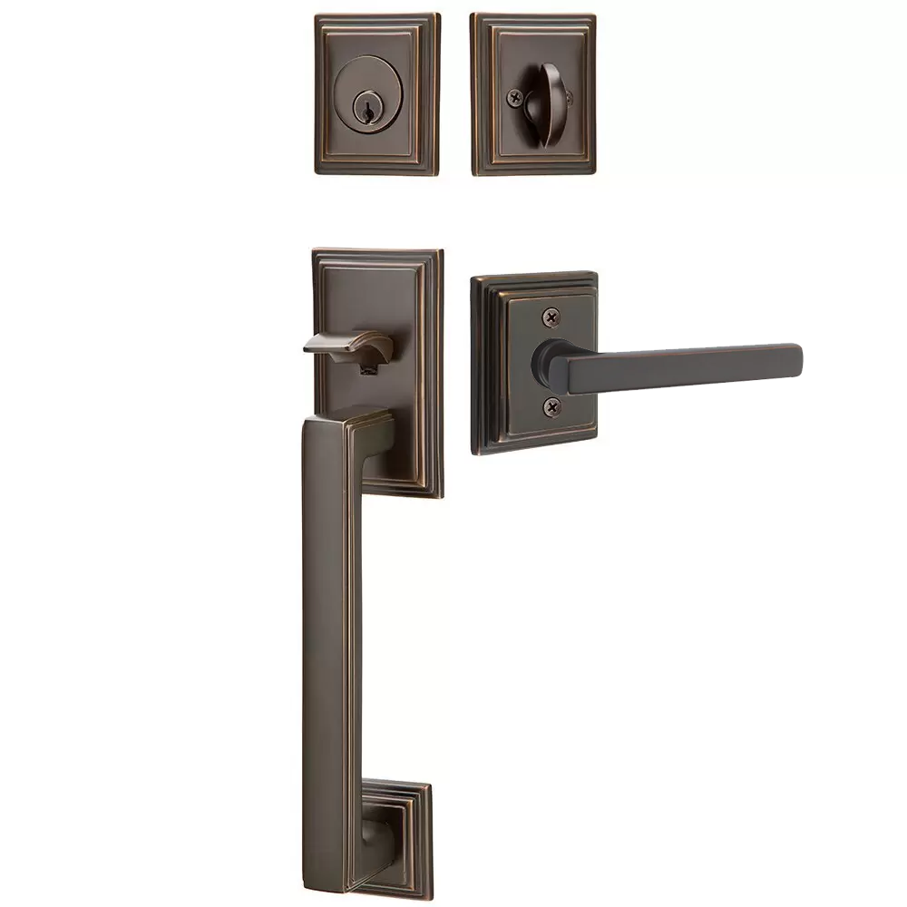 Emtek Hamden Tubular Entryset Sectional with Freestone Lever