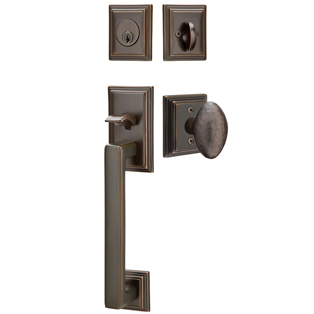 Emtek Hamden Tubular Entryset Sectional with Hammered Egg Knob