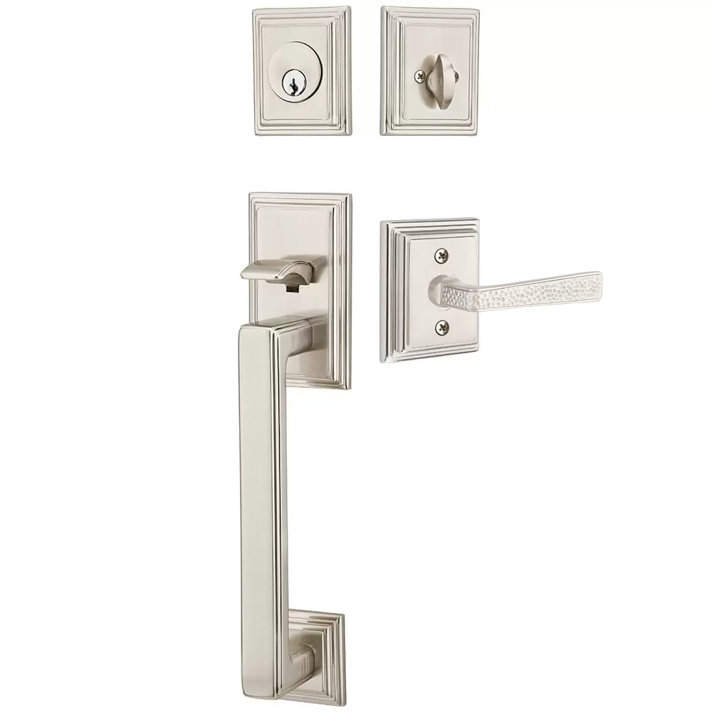 Emtek Hamden Tubular Entryset Sectional with Hammered Lever