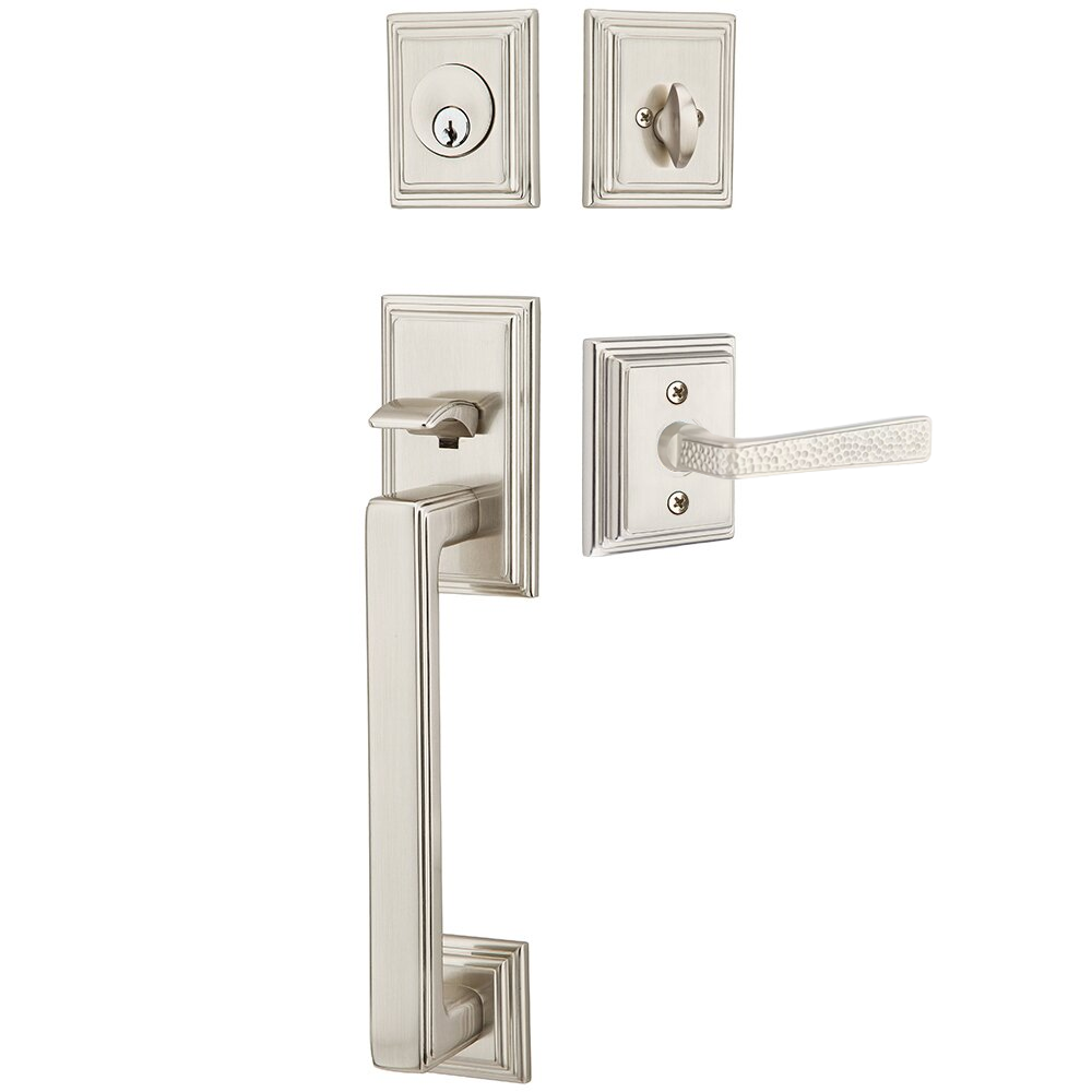 Emtek Hamden Tubular Entryset Sectional with Hammered Lever