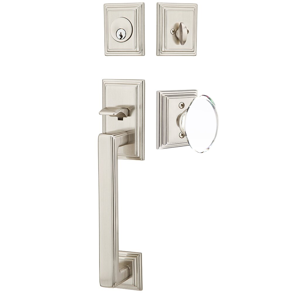 Emtek Hamden Tubular Entryset Sectional with Hampton Glass Knob