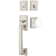 Emtek Hamden Tubular Entryset Sectional with Ice White Porcelain Knob