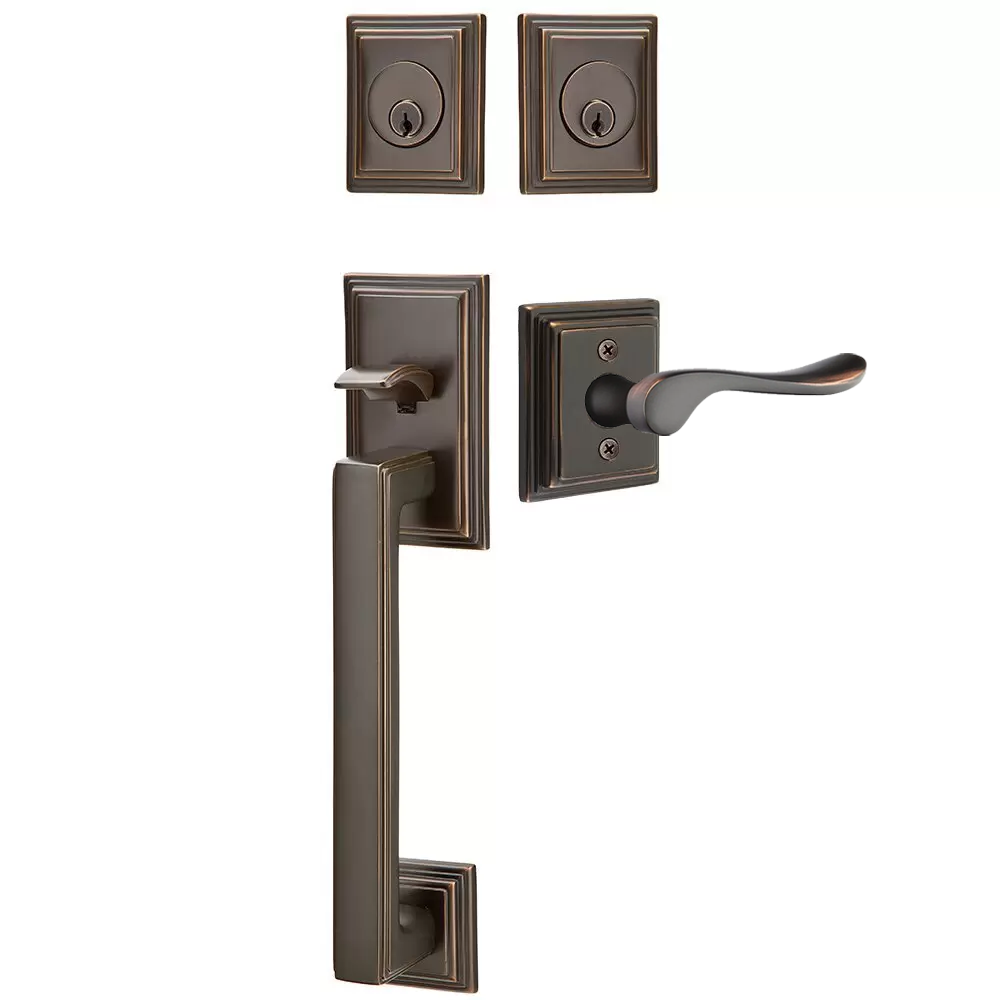 Emtek Hamden Tubular Entryset Sectional with Luzern Lever