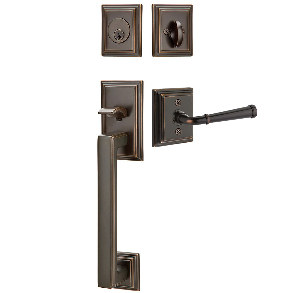 Emtek Hamden Tubular Entryset Sectional with Merrimack Lever