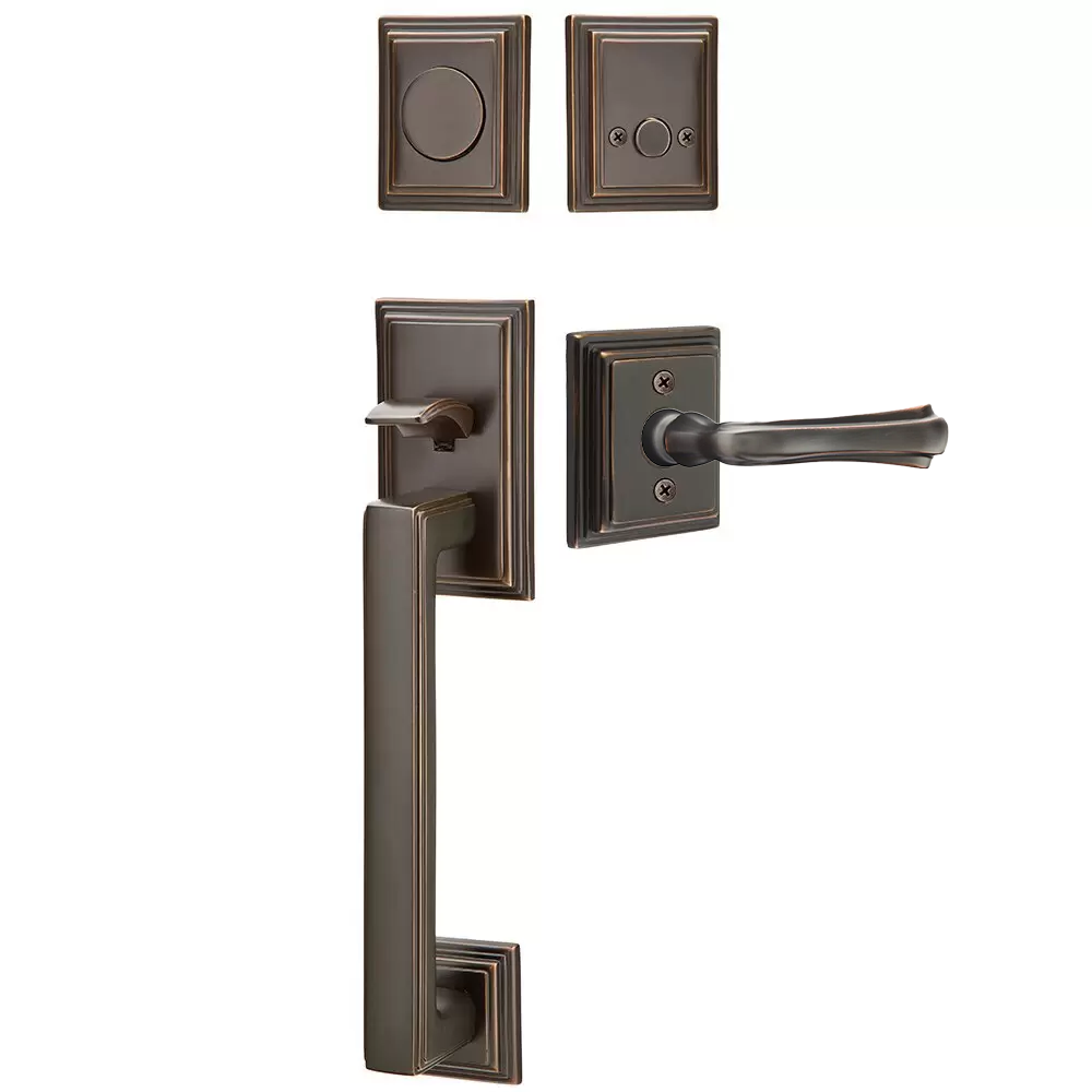 Emtek Hamden Tubular Entryset Sectional with Wembley Lever