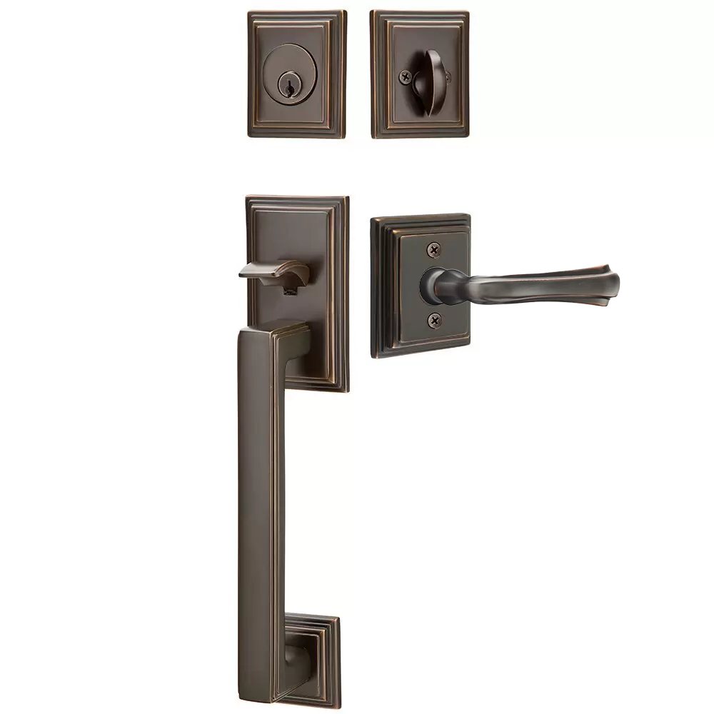 Emtek Hamden Tubular Entryset Sectional with Wembley Lever