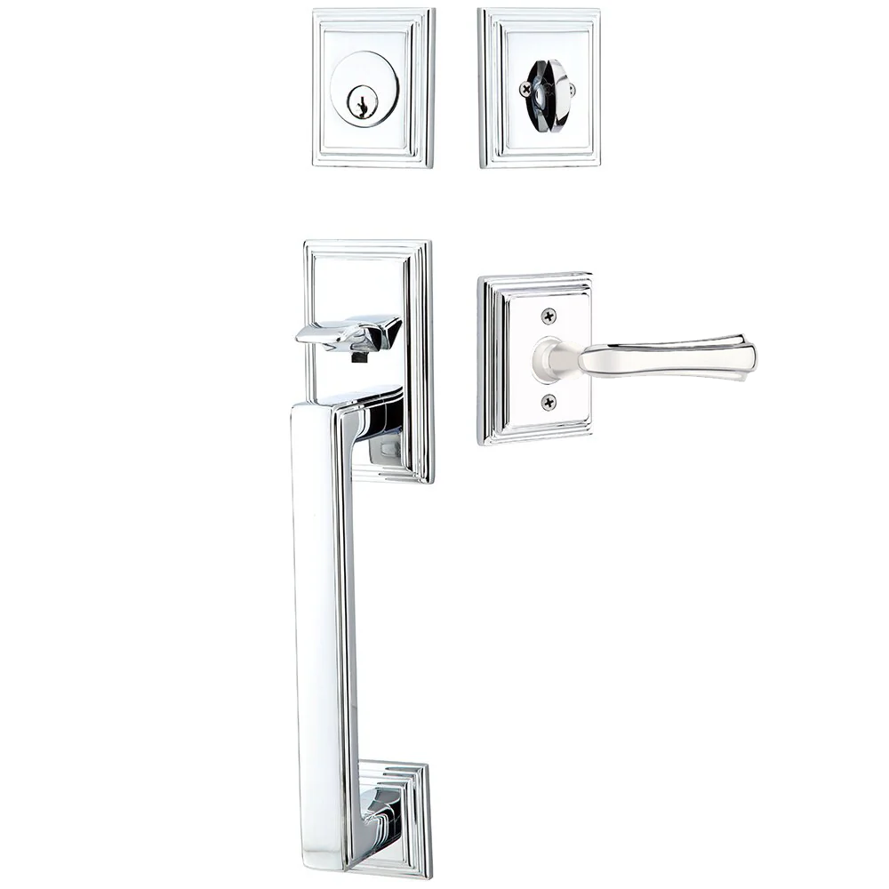 Emtek Hamden Tubular Entryset Sectional with Wembley Lever