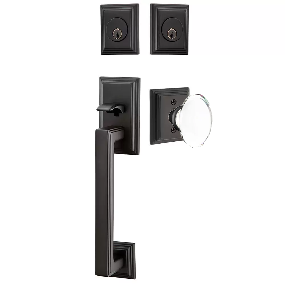 Emtek Hamden Tubular Entryset Sectional with Hampton Glass Knob