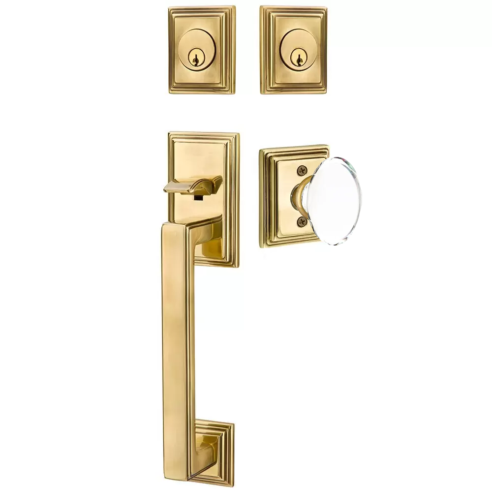 Emtek Hamden Tubular Entryset Sectional with Hampton Glass Knob