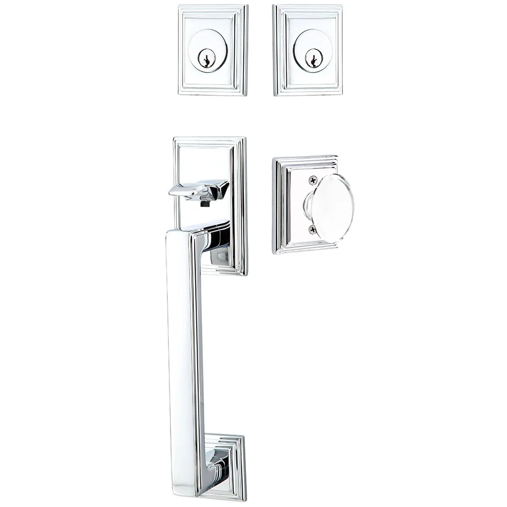 Emtek Hamden Tubular Entryset Sectional with Hampton Glass Knob