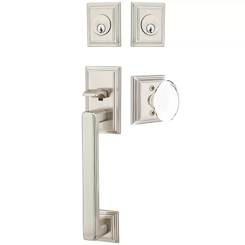 Emtek Hamden Tubular Entryset Sectional with Hampton Glass Knob