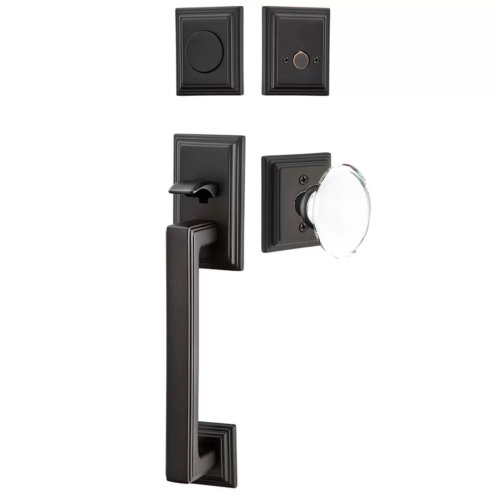 Emtek Hamden Tubular Entryset Sectional with Hampton Glass Knob