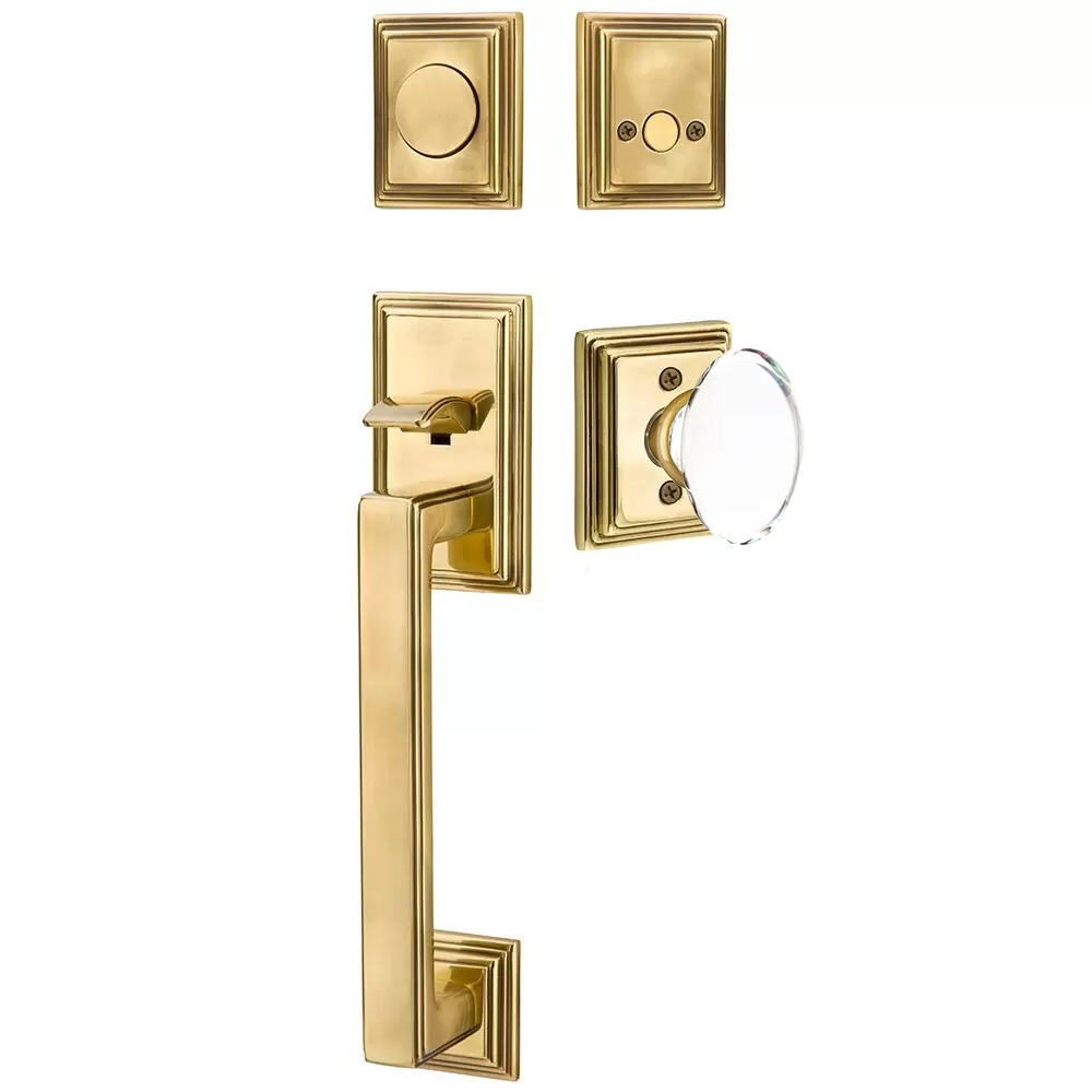 Emtek Hamden Tubular Entryset Sectional with Hampton Glass Knob