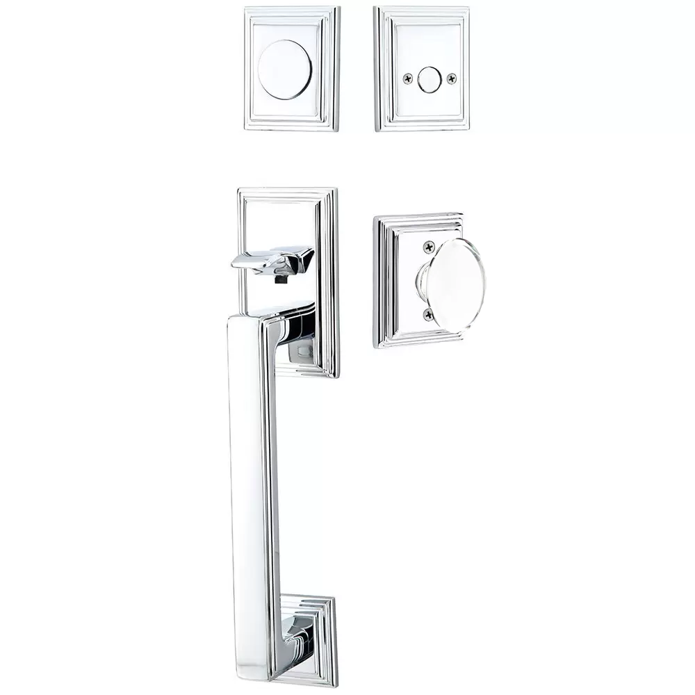 Emtek Hamden Tubular Entryset Sectional with Hampton Glass Knob