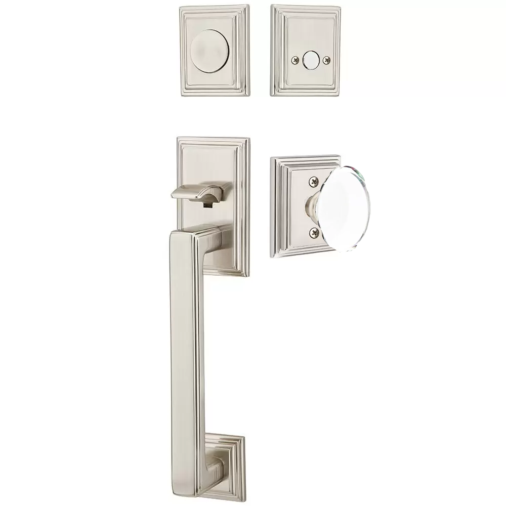 Emtek Hamden Tubular Entryset Sectional with Hampton Glass Knob