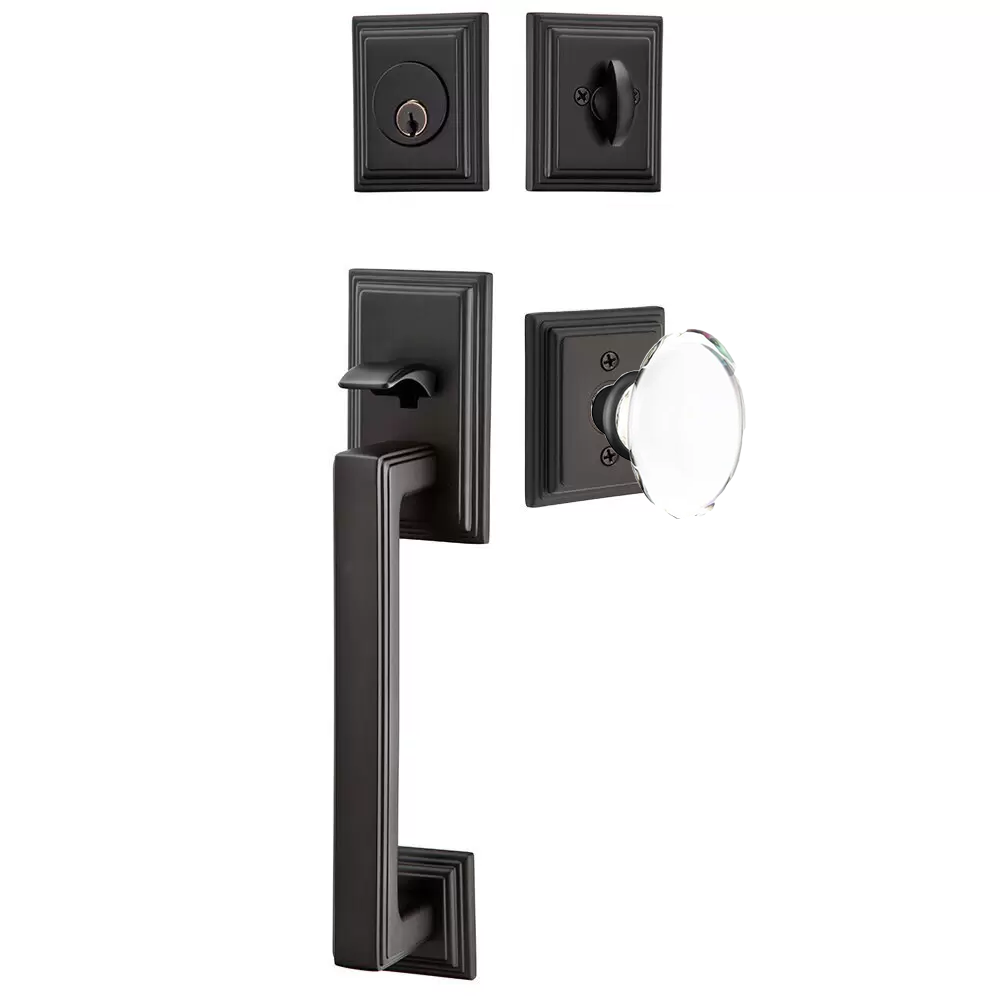 Emtek Hamden Tubular Entryset Sectional with Hampton Glass Knob