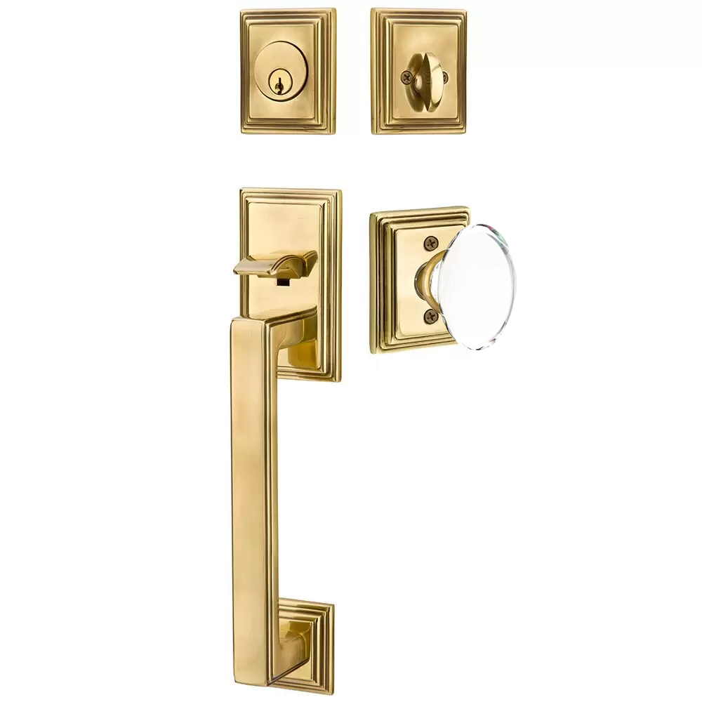 Emtek Hamden Tubular Entryset Sectional with Hampton Glass Knob