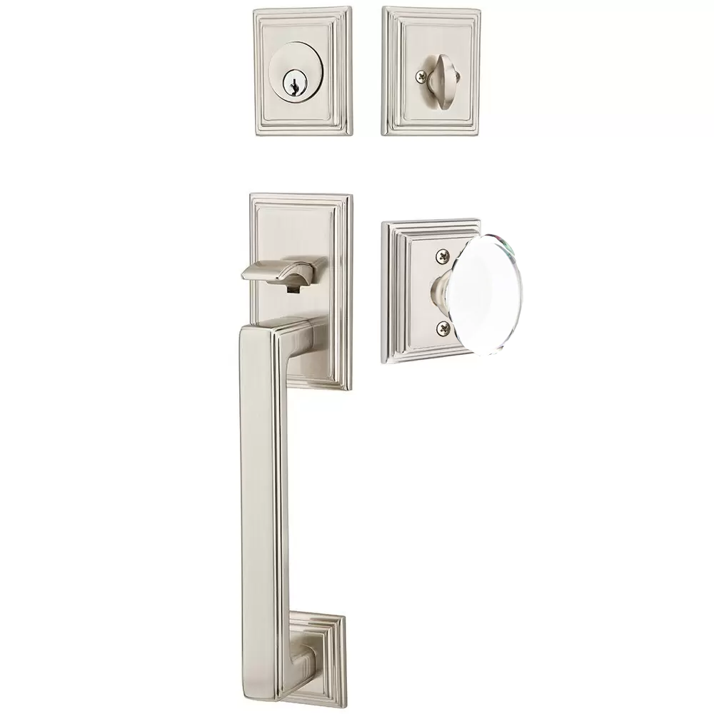 Emtek Hamden Tubular Entryset Sectional with Hampton Glass Knob