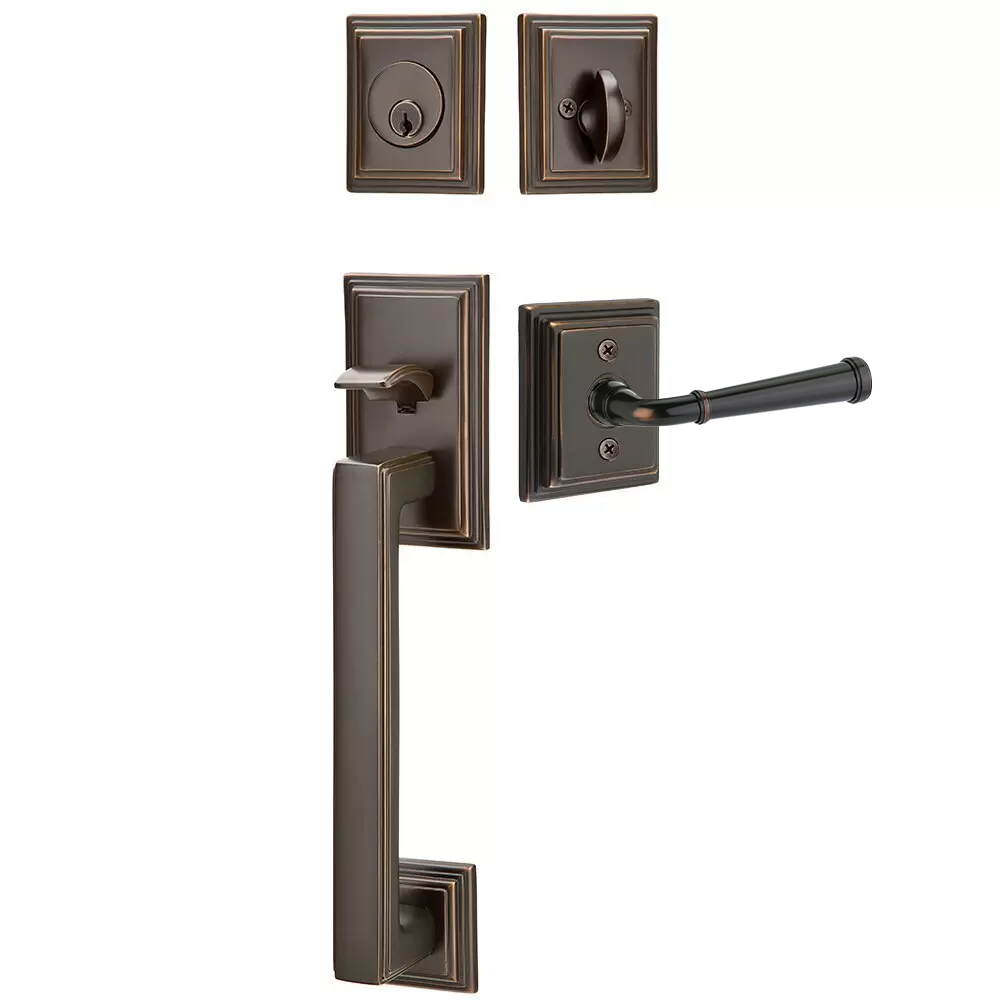 Emtek Hamden Tubular Entryset Sectional with Merrimack Lever